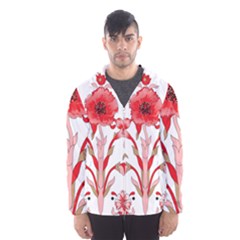 A Design Of A Red Flower On A White Background Men s Hooded Windbreaker by catchydesignhill