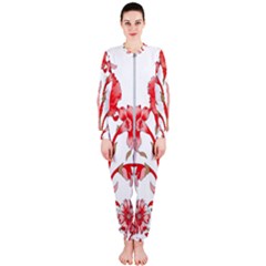 A Design Of A Red Flower On A White Background Onepiece Jumpsuit (ladies)