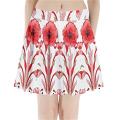 A Design Of A Red Flower On A White Background Pleated Mini Skirt by catchydesignhill