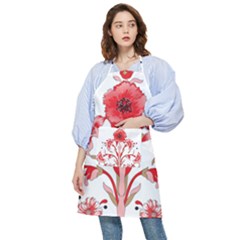 A Design Of A Red Flower On A White Background Pocket Apron by catchydesignhill