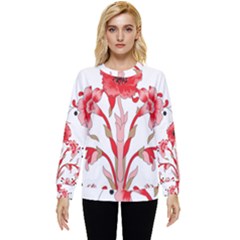 A Design Of A Red Flower On A White Background Hidden Pocket Sweatshirt