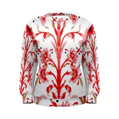 A Drawing Of A Red Flower And Leaves On A White Background Women s Sweatshirt by catchydesignhill