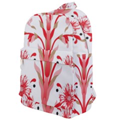 A Drawing Of A Red Flower And Leaves On A White Background Classic Backpack by catchydesignhill