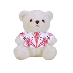 A Drawing Of A Red Flower And Leaves On A White Background Full Print Cuddly Teddy Bear by catchydesignhill