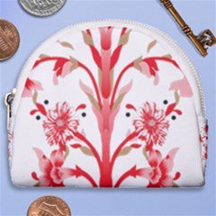 A Drawing Of A Red Flower And Leaves On A White Background Horseshoe Style Canvas Pouch by catchydesignhill