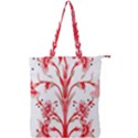 A Drawing Of A Red Flower And Leaves On A White Background Double Zip Up Tote Bag View1