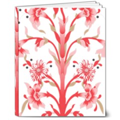 A Drawing Of A Red Flower And Leaves On A White Background 8  X 10  Softcover Notebook by catchydesignhill