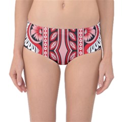 A Design Of A Red And White Pattern Mid-waist Bikini Bottoms by catchydesignhill