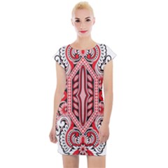 A Design Of A Red And White Pattern Cap Sleeve Bodycon Dress by catchydesignhill