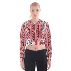 A Design Of A Red And White Pattern Cropped Sweatshirt