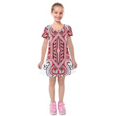 A Design Of A Red And White Pattern Kids  Short Sleeve Velvet Dress by catchydesignhill