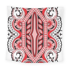 A Design Of A Red And White Pattern Square Tapestry (large)