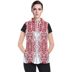 A Design Of A Red And White Pattern Women s Puffer Vest