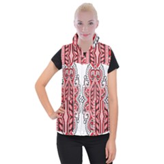 A Design Of A Red And White Pattern Women s Button Up Vest