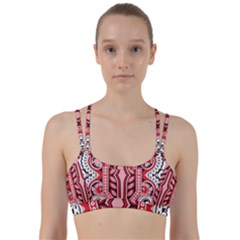 A Design Of A Red And White Pattern Line Them Up Sports Bra by catchydesignhill