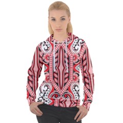 A Design Of A Red And White Pattern Women s Overhead Hoodie