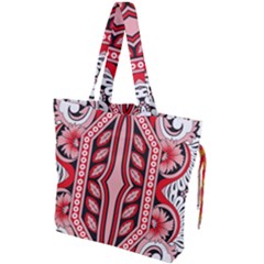 A Design Of A Red And White Pattern Drawstring Tote Bag by catchydesignhill