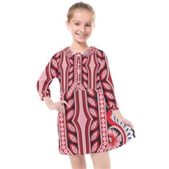 A Design Of A Red And White Pattern Kids  Quarter Sleeve Shirt Dress by catchydesignhill