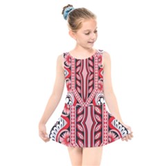 A Design Of A Red And White Pattern Kids  Skater Dress Swimsuit by catchydesignhill