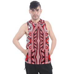 A Design Of A Red And White Pattern Men s Sleeveless Hoodie by catchydesignhill