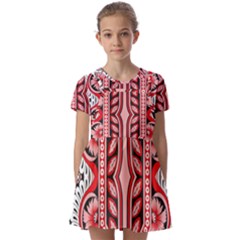 A Design Of A Red And White Pattern Kids  Short Sleeve Pinafore Style Dress by catchydesignhill