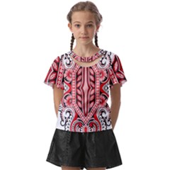 A Design Of A Red And White Pattern Kids  Front Cut T-shirt by catchydesignhill