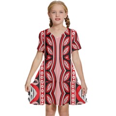 A Design Of A Red And White Pattern Kids  Short Sleeve Tiered Mini Dress by catchydesignhill