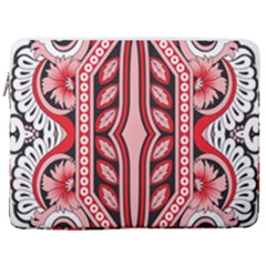 A Design Of A Red And White Pattern 17  Vertical Laptop Sleeve Case With Pocket