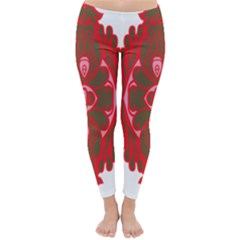 A Red And Brown Design On A White Background Classic Winter Leggings by catchydesignhill