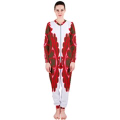 A Red And Brown Design On A White Background Onepiece Jumpsuit (ladies)