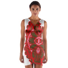 A Red And Brown Design On A White Background Wrap Front Bodycon Dress by catchydesignhill