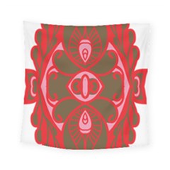 A Red And Brown Design On A White Background Square Tapestry (small) by catchydesignhill