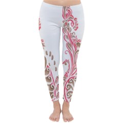 A Drawing Of A Bird With Flowers On It Classic Winter Leggings