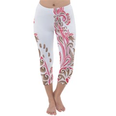 A Drawing Of A Bird With Flowers On It Capri Winter Leggings 