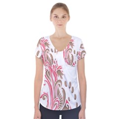 A Drawing Of A Bird With Flowers On It Short Sleeve Front Detail Top by catchydesignhill