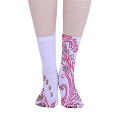 A Drawing Of A Bird With Flowers On It Smooth Crew Length Tube Socks