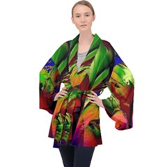 Splash Long Sleeve Velvet Kimono 