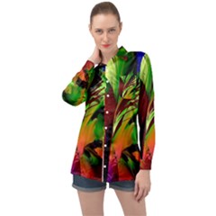 Splash Long Sleeve Satin Shirt