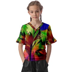 Splash Kids  V-neck Horn Sleeve Blouse by geonetique