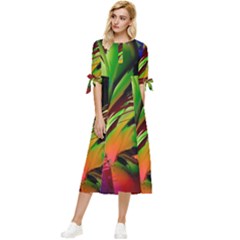 Splash Bow Sleeve Chiffon Midi Dress