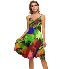 Splash Sleeveless Tie Front Chiffon Dress