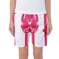 Three Pink Flowers With A Black Background Women s Basketball Shorts by catchydesignhill