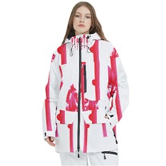 Three Pink Flowers With A Black Background Women s Multi Pockets Zip Ski And Snowboard Waterproof Breathable Jacket by catchydesignhill