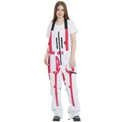 Three Pink Flowers With A Black Background Women s Front Zip Ski And Snowboard Bib Pants by catchydesignhill