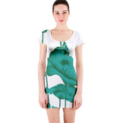 A Painting Of A Flower And A Fish On A Black Background Short Sleeve Bodycon Dress by catchydesignhill