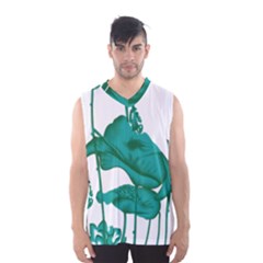 A Painting Of A Flower And A Fish On A Black Background Men s Basketball Tank Top by catchydesignhill