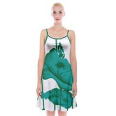 A Painting Of A Flower And A Fish On A Black Background Spaghetti Strap Velvet Dress