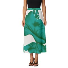 A Painting Of A Flower And A Fish On A Black Background Classic Midi Chiffon Skirt by catchydesignhill