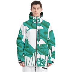 A Painting Of A Flower And A Fish On A Black Background Men s Multi Pockets Zip Ski And Snowboard Waterproof Breathable Jacket