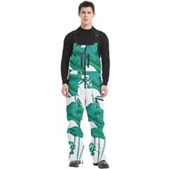 A Painting Of A Flower And A Fish On A Black Background Men s Front Zip Ski And Snowboard Bib Pants